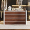 PREMTURE Vitrinenschrank Massivholz-Schmuckschrank, Schmuckschrank mit Leuchtstreifen, Schmuckaufbewahrung, Schmuckvitrine, Kommode Weiß + Braun, Massivholz + Hartglas, 60 x 120 x 40 cm