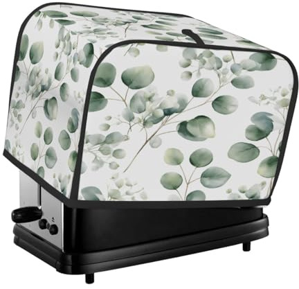 Mexpekil Toaster-Abdeckung, grüne Eukalyptusblätter, stilvoller Schutz für Ihren 2-Scheiben-Toaster, leicht zu reinigen, wasserdicht, hitzebeständig, langlebig, Küchenutensilien