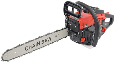 Tagtuell 18 Petrol Chainsaw, 2 Stroke Gas Powered Chainsaws with Guide Bar Cover & Gloves, 58CC Powerful Gasoline Chainsaw for Garden Pruning, Forest Logging
