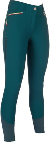 HKM Damen Livigno Sportive Silikon-Vollbesatz Reithose, Dunkelgrün, 36