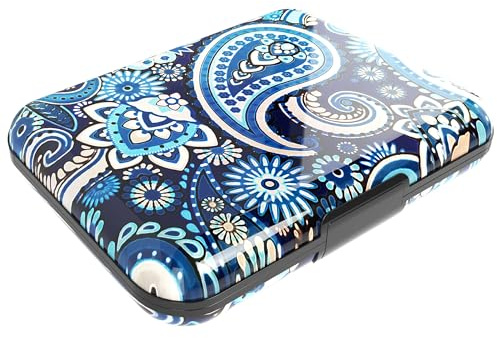 Porta carte di credito uomo donna Alluminio paisley | Sistema di chiusura RFID, Anti-frode, Anti-contactless, Grande capacità