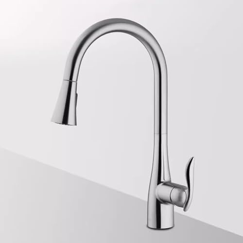BiaoTeng Küchen Armaturen Wasserhahn Ausziehbar 2 Modus Kalt und Warm Messing Spülenarmatur Küche Ausziehbar Gebürstet