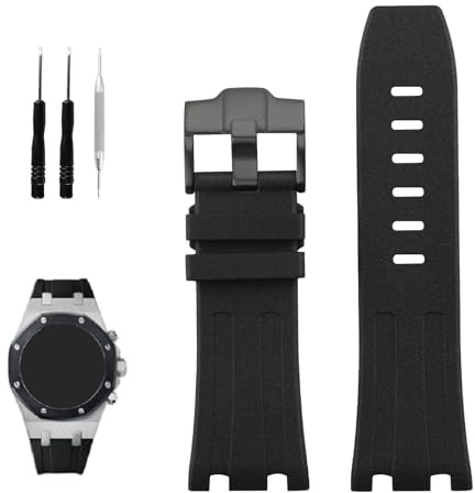 XIW Armband Compatible for 28mm Audemars Piguet AP Royal Oak Offshore 15703 15710 15400 26470 26400 Watch Uhrenarmband Replacement Silikon-Gummi Strap for men Silicone Wirstband Strap women Bracelet