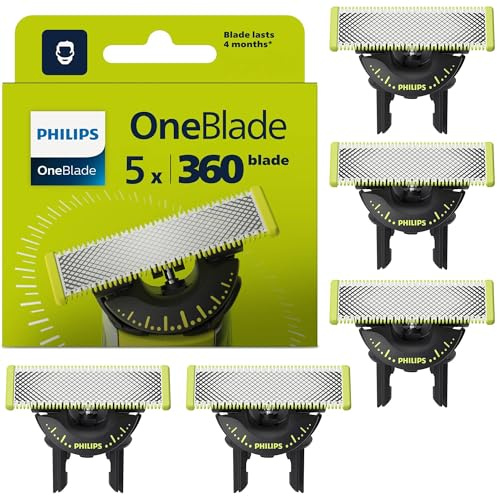 Philips OneBlade Original 360-Klingen, passend für alle OneBlade und Pro Modelle, original von Philips, 5er-Pack (Modell QP450/50)