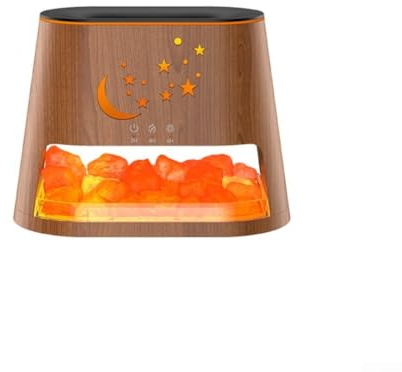 Kivivaka Luftbefeuchter mit Flammeneffekt mit 7-farbiger Stimmungsbeleuchtung, Aromatherapie-Diffusor mit Timer, flüsterleiser Luftreiniger für Schlafzimmer, Büro, Holzmaserung