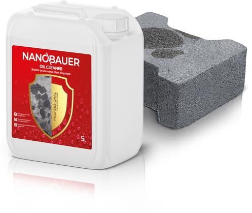 Oil Cleaner Entferner für Ölflecken | NANOBAUER Oil Cleaner | Außenreiniger für Pflastersteine, Beton und Garagenzufahrten | Effektiver Ölfleckenentferner | 5L