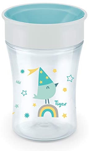 Tigex Tasse d’Apprentissage Smart'360, Bordure 360° antifuites, 9+ mois, sans BPA, 250 ml, Bleu ALLO3