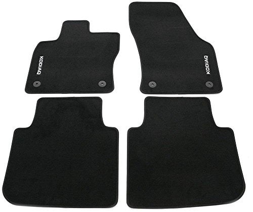 Skoda 566061270 Prestige Textil Fußmatten 4X Stoffmatten Premium Velours mit Kodiaq Schriftzug, schwarz