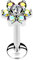 Piersando Piercing Stab Stecker Edelstahl Blüte mit Kristallen Lippen Lippe Labret Lippenpiercing Ohr Tragus Ohrpiercing Helix Nase Intim Zungen Nasen Silber 8mm Rainbow Clear