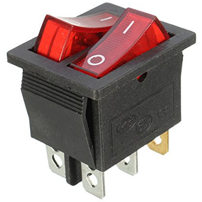 MASUNN 6 Pins Rocker Switch On/Off Double Red Light Toggle Double SPST Rocker Switch