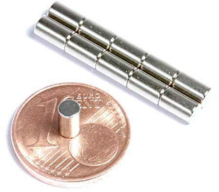 10x Neodym Magnet Mini Für Magnettafel Pinnwand Kühlschrank Starker Stab Magnete - Whiteboard Zylinder Stabmagnet 3mm x 5mm - N45 Stark