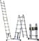 12.5ft 3.8M Extension Ladder Aluminium Multi-Purpose Telescopic Ladders Portable Compact Folding A-Frame Step Ladders for Outdoor & Indoor (1.9m+1.9m)