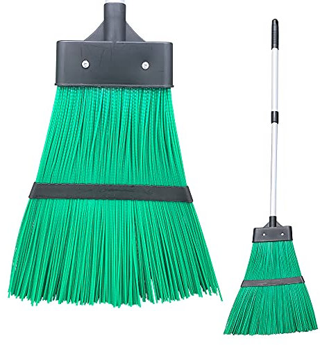 Telescopic Stiff Garden Broom Outdoor Yard Sweeping Brush with Stiff Hard Synthetic Bristles - Synthetic Lawn Corn Broom Perfect for Artificial Grass