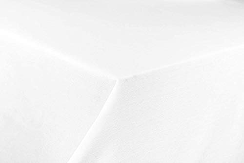 ClassicWhite Tischdecke 130x260 weiß aus 100% Bio-Baumwolle Atlaskante hochwertige 300gr/cm²