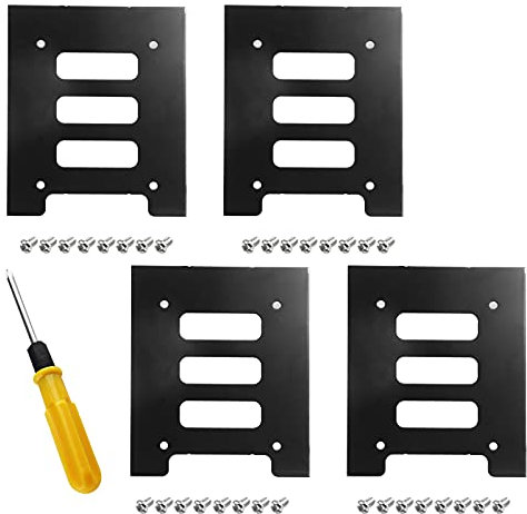 suiwotin Lot de 4 supports pour SSD 2,5 à 3,5 pouces, supports de baies de disque dur SSD, kit de montage SSD, adaptateur de support de montage en métal avec tournevis et vis