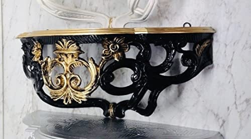 Barock Konsole Wandkonsole/Spiegelkonsolen/Wandregal 40 x 17 ANTIK (Schwarz-Gold)