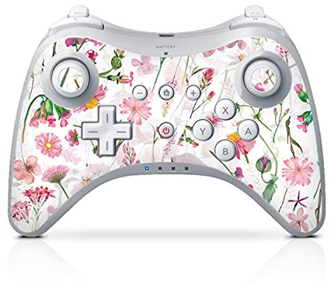 DeinDesign Skin kompatibel mit Nintendo Wii U Pro Controller Folie Sticker Blumenkranz Blume Wiese