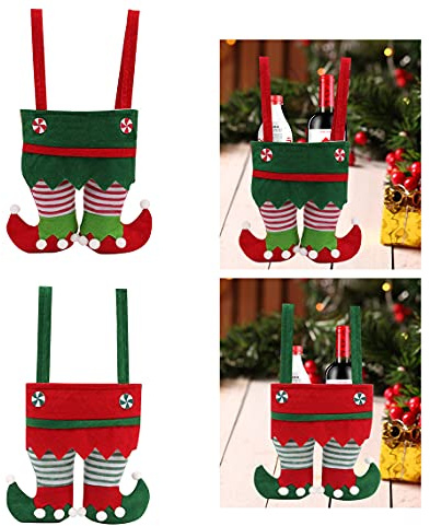 2 PACK Christmas Candy Treat Bags/Wine Bottle Bag, Stocking Tree Filler Sacks Stocking Xmas Gift Decorations