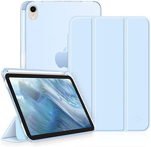 FINTIE Custodia per iPad Mini 7ª Generazione 2024 (A17 Pro) / Mini 6ª Generazione 2021 8,3 con Pencil Holder, Sottile Leggero Case Posteriore Opaca Traslucida Cover con Auto Sveglia/Sonno, Cielo Blu