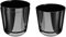 KORAD Set di 3 vasi con sottovaso di diametro 21 cm modello 088 - Nero Lucido; glamour; moderno, alta brillantezza, stile classico, rustico, loft, per piante, erbe, fiori e composizioni vegetali.