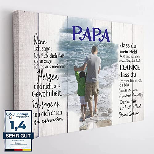 Deutsam Personalisierte Leinwand Papa Geschenk zum Vatertag Valentinstag mit eigenem Foto Geschenk für Vater Geburtstag Leinwandbild