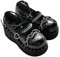 Damen Plattform Mary Janes Schuhe Sweet Toe Knöchel Lolita Gothic Plateau Kleid Pumps Schuhe Chunky Plateauschuhe Lackleder Kleid Schuhe