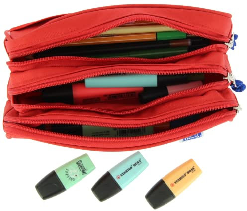 Oxford, Kangoo Schulkoffer für Kinder, 3 Fächer, elastischer Gummi, 3 Reißverschlüsse, rot, rot, 0, Modern