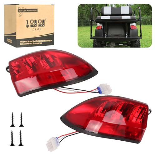 10L0L Golf Cart Tail Lights for Club Car Precedent 2004-Up and Tempo 2018-Up Models - Replacement Taillight Driver and Passenger Rear Lights 12V with 3 Pin Molex Quick Connector Wired