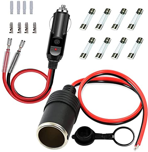 GTIWUNG Clavija Hembra Tipo Mechero, Tomas de Mechero Hembra, Enchufe Hembra 12V, Cable Mechero 12v, Enchufes de Mechero Coche