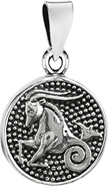 NKlaus 14,7mm Kettenanhänger Steinbock 925 Silber Horoskop Sternzeichen Zodiak Anhänger 3563