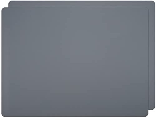 Silicone Placemats for Kids,2pcs Table Mat,Non Slip, Heat Resistant,Dishwasher Safe,40 x 30 cm,Dark grey