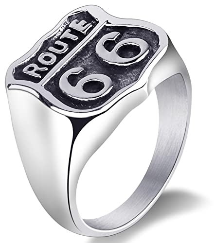 America Pioneer Route 66 Titan Stahl Herren Ringe Punk Hip Hop für Mann Freund Biker Schmuck Kreativität Geschenk