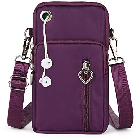 Aucuu Handytasche zum Umhängen Damen,Nylon Kleine Umhängetasche mit Kopfhörer Eingang,Mini Crossbody Schultertasche Handytasche,Handy Schultertasche ür Handy unter 7 Zoll