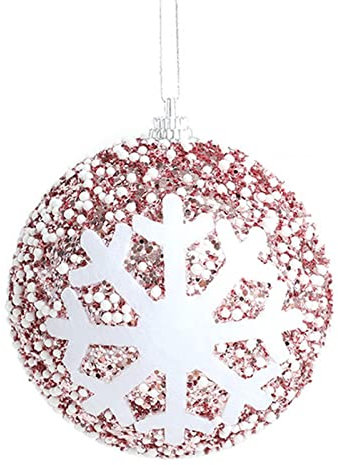 Décorations de Noël, 8 cm, boule de neige en mousse blanche, incassable, réutilisable, multicolore, décoration de fête de Noël, pendentif boule à suspendre pour festival, cadeaux de Noël, rose
