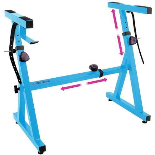 Liquid Stands Z Style Adjustable Portable Heavy Duty Music Stand - Fits 54-88 Key Electric Pianos - Light Blue Sturdy Keyboard Stand