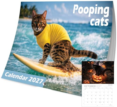 Wandkalender 2025 Fun Pooing Cats Monatsplaner A4 Mitarbeiter Rota Wichtelgeschenke