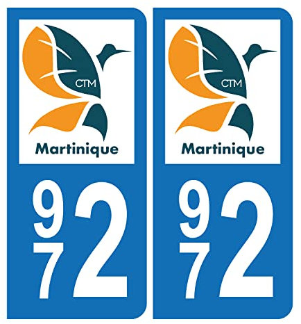 HADEXIA Autocollant Plaque d'immatriculation 972 Martinique BIS