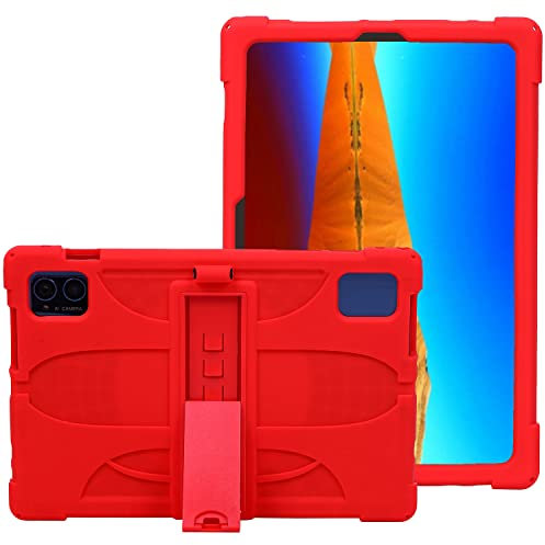 AKNICI 10 Pollici Silicone Custodia Cover per TECLATS M50HD/TECLATS M50/TECLATS M50 Pro/TECLATS M40 Plus/TECLATS P30S/TECLATS P40HD/Blackview Tab12 Pro/OSCAL Pad 10, Portamatite e Tracolla, Rosso