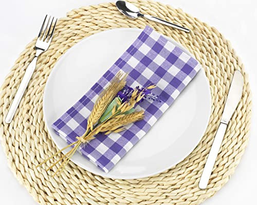 LAN&LAN - Rechteckige, Karierte Tischdecke, Tischtuch für drinnen und draußen; Essen, Camping, Sand und Picknick. mit verschiedenen Größen und Modellen zur Auswahl (Mauve, 12 Serviettes)