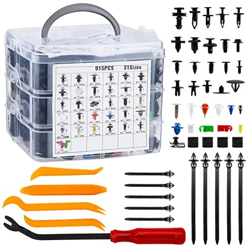 LESOLEIL Rivetti per Auto in Plastica, 915 Pcs Clip di Fissaggio Auto Assetto Carrozzeria Interni Universali con Kit Riparazione Paraurti Carrozzeria Auto e Scatola di immagazzinaggio