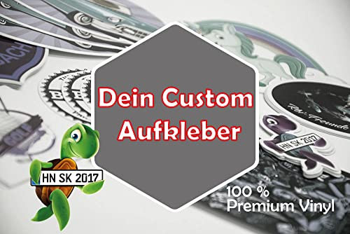 Custom Vinyl Aufkleber, in jeder Form schneidbar. Laminiert, wasserfest, perfekt als Werbegeschenk für Unternehmen, oder zu Hause - Sticker (100 Stk.)