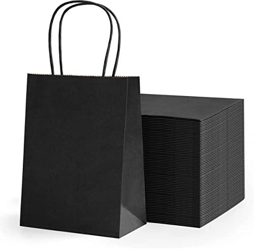 Papiertüten Mit Henkel,Geschenktüten Papier,Geschenktüte,Geschenk Tüten,40 Stück Geschenktaschen, Papiertüten Schwarz für Party, Geburtstag, Hochzeit
