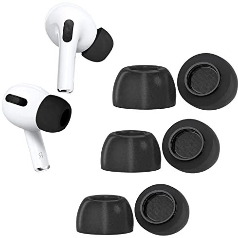 Ersatz-Ohrstöpsel für Airpods Pro mit Loch zur Geräuschreduzierung, Upgraded 3 Paar weiche Memory-Foma-Ohrstöpsel für AirPods Pro geeignet zum Aufladen (S/M/L, Schwarz)