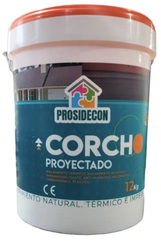 Prosidecon Liège projeté, 12 kg, peinture imperméable, isolante thermique, acoustique, pour toits et façades, gris clair