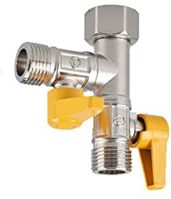 Valvola a sfera per gas a 2 vie, 2 vie con on/off individuale, rubinetto da 1/2 Valvola a sfera per gas in ottone Splitter a T per cucina domestica