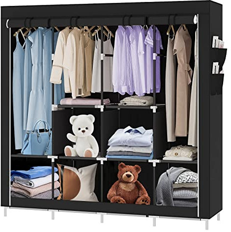 RELOVE - Armario de Almacenamiento Plegable de Tela no Tejida para Dormitorio, Armario, Armario, Armario, estanterías, Ropa (167 x 45 x 170 cm)