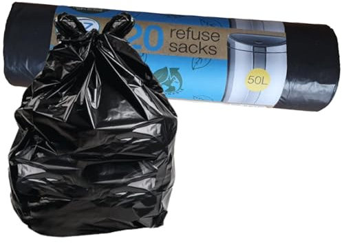 Floovi Food Waste Bags | 20 Food Bin Bags 50 Liter capacity | Compostable Caddy Liners | Food Caddy Bags | Biodegradable Bin Bags | Small Bin Liners | Ideal For The Wastage Of Dog Poo Bags