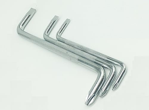 Carmoeignin 3Pcs Offset Screwdriver Set Right Angle Phillips Screw Driver, Flat Head, Stainless Steel,Silver