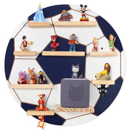 Todeco Tonie-Regal für Toniebox Hörfiguren, Magnetische Aufbewahrung für 20-25 Tonie, Wandregal Kinderregal für Mädchen & Jungen, Fußball