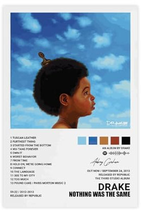 AmAzwi Drake Poster Nothing Was The Same Poster Album Cover Leinwand Poster Schlafzimmer Dekor Sport Landschaft Büro Zimmer Dekor Geschenk Unrahmen: 30 x 45 cm